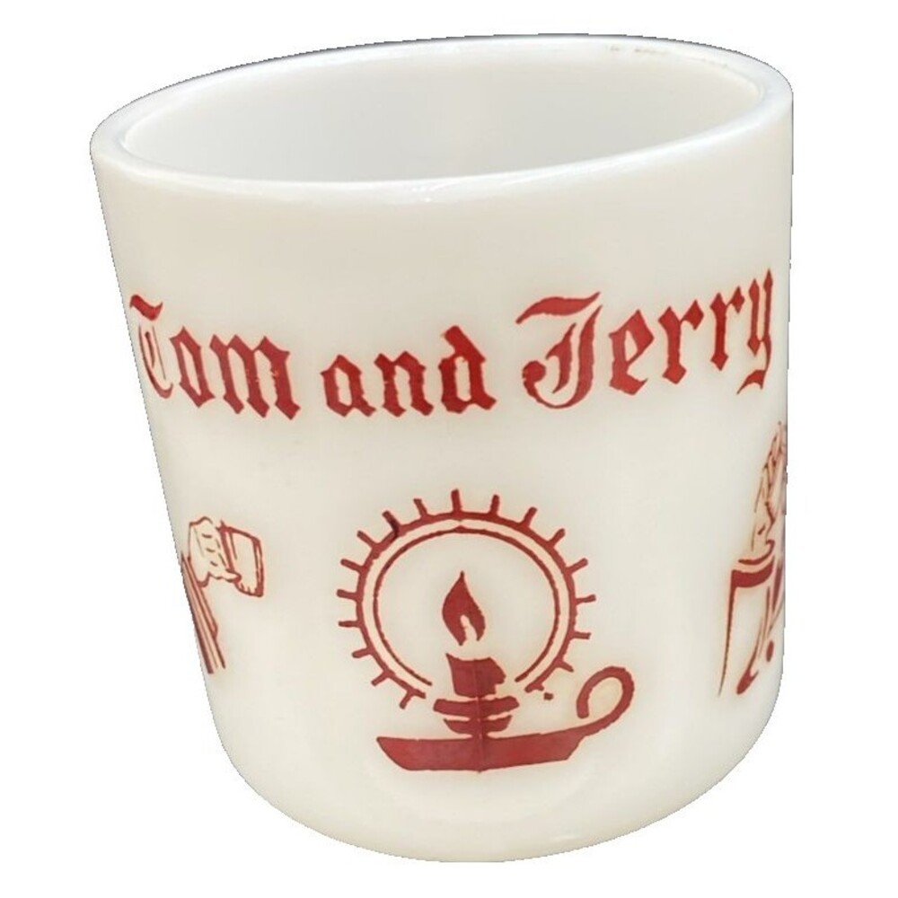 Hazel Atlas Tom  Jerry Mug Milk Glass Vintage Holiday Eggnog Cup Christmas Decor
